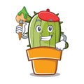 Artist cute cactus character cartoon