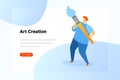 Artist Designer Holding paintbrush Flat vector illustration. Landing Page design template