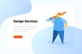 Artist Designer Holding paintbrush Flat vector illustration. Landing Page design template