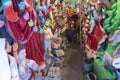 Artist doing a fine painting jobson idols at Kumartuli,Kolkata,India