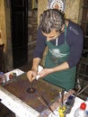 Artist doing the Turkish Art of Marbling, Istanbul