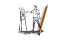 Artist, drawing, painter, brush concept. Hand drawn isolated vector.