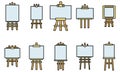 Artist easel icons set vector color Royalty Free Stock Photo