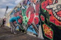 Artist at East side of Berlin Wall, Berliner Mauer, Berlin Royalty Free Stock Photo