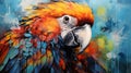 Colorful Parrot: Hyperrealistic Street Art Painting On Canvas Royalty Free Stock Photo