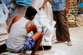 An artist giving the finishing touch of the Statue of God Ganesh. August 4, 2019 Kumartuli, Kolkata