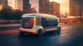 an artist impression of a driverless bus on the Royalty Free Stock Photo