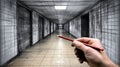 Artist integrates hand-drawn elements to create dynamic dimensions in a surreal corridor scene