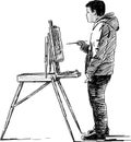 Artist making sketches
