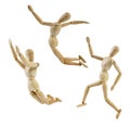 Artist Mannequin in jump poses Royalty Free Stock Photo