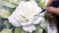 Hyperrealistic Watercolor Painting Of A White Rose