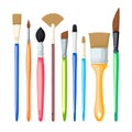 artist paint brush set cartoon vector illustration Royalty Free Stock Photo