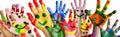 smile artist colorful hand art concept fun finger child paint. Generative AI. Royalty Free Stock Photo