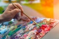 Artist paint summer park Royalty Free Stock Photo