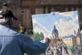 A artist painting the Bureau des Longitudes, Paris Royalty Free Stock Photo