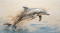 Impasto Minimalistic Zen Dolphin Painting In Meredith Marsone Style Royalty Free Stock Photo