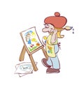 Artist painting at the easel