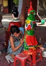 Artist Painting Statue at Floating Temple, Vietnam Royalty Free Stock Photo