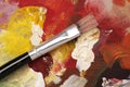 Artist palette with paint brush background Royalty Free Stock Photo