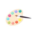 Artist palette with paints colors and brush Royalty Free Stock Photo