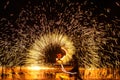 Artist performing show with fire at a beach, Koh Chiang, Thailand