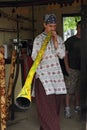An artist performs with a didgeridoo at the annual Bristol Renaissance Faire on September 4, 2010 in Kenosha, WI