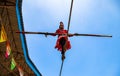 An artist performs at pushkar camel festival