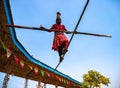 An artist performs at pushkar camel festival