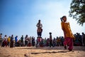 An artist performs at pushkar camel festival