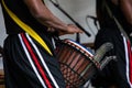 Artist playing african djembe drums Royalty Free Stock Photo
