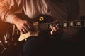 The artist plays the blues on stage. close-up. Royalty Free Stock Photo