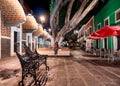 Artist quarter of Puebla city illuminated at night