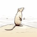 Dreamlike Illustration Of A Majestic Rat Standing On A Seashore Royalty Free Stock Photo