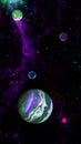 Purple Night Sky Planet and Moons