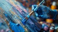 Artist\'s hand applying vibrant oil paints AI Generated