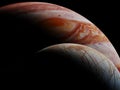 Jupiter`s moon Europa and the planet Jupiter Royalty Free Stock Photo