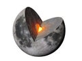 Moon structure, crust, mantle, core, isolated on white background 3d illustration, elements of this image are furnished by NASA Royalty Free Stock Photo