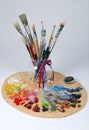 Artist's Palette and Brushes Royalty Free Stock Photo