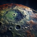 Realistic Illustration Of Mars Surface With Green Craters