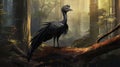 Artist\'s representation of Microraptor in forest