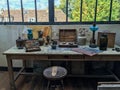 Artist`s work space in Suzanne Valadon studio, Montmartre