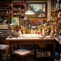 Artist's Workshop with Beautifully Crafted Workbench