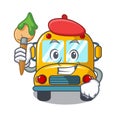 Artist school bus character cartoon