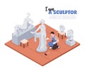 Artist Sculptor Isometric Illustration