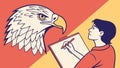 Artist sketching a portrait of an eagle\'s head, vector design Generative AI Royalty Free Stock Photo