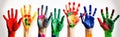 colorful concept artist smile fun art hand child finger paint. Generative AI. Royalty Free Stock Photo