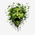 Green Man Face Illustration With Necronomicon Style And Hellish Background Royalty Free Stock Photo