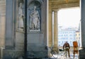 Artist and statues near Uffizi outside gallery Royalty Free Stock Photo