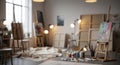 Artist Studio with Paintings and Easels Royalty Free Stock Photo