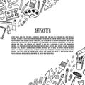 Artist tools sketch hand drawn banner vector Royalty Free Stock Photo